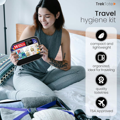 Travel Toiletry Kit for Women – 15 Piece Set of Travel Size Toiletries, TSA Compliant, Travel Essentials, Includes Pantene Shampoo and Conditioner, Olay Body Wash, Toiletry Bag & More