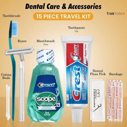 Travel Toiletry Kit for Women – 15 Piece Set of Travel Size Toiletries, TSA Compliant, Travel Essentials, Includes Pantene Shampoo and Conditioner, Olay Body Wash, Toiletry Bag & More