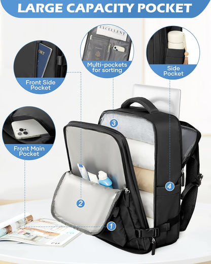 Elevate Your Travel Game with the Waterproof Large Travel Backpack - Perfect for 14-Inch Laptops and On-the-Go Charging!