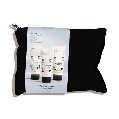 Transform Your Hair with the SEEN Travel Trio: Fragrance-Free, Non-Comedogenic & Sulfate-Free Shampoo, Conditioner & Blow-Out Cream for Frizz-Free, Shiny Results