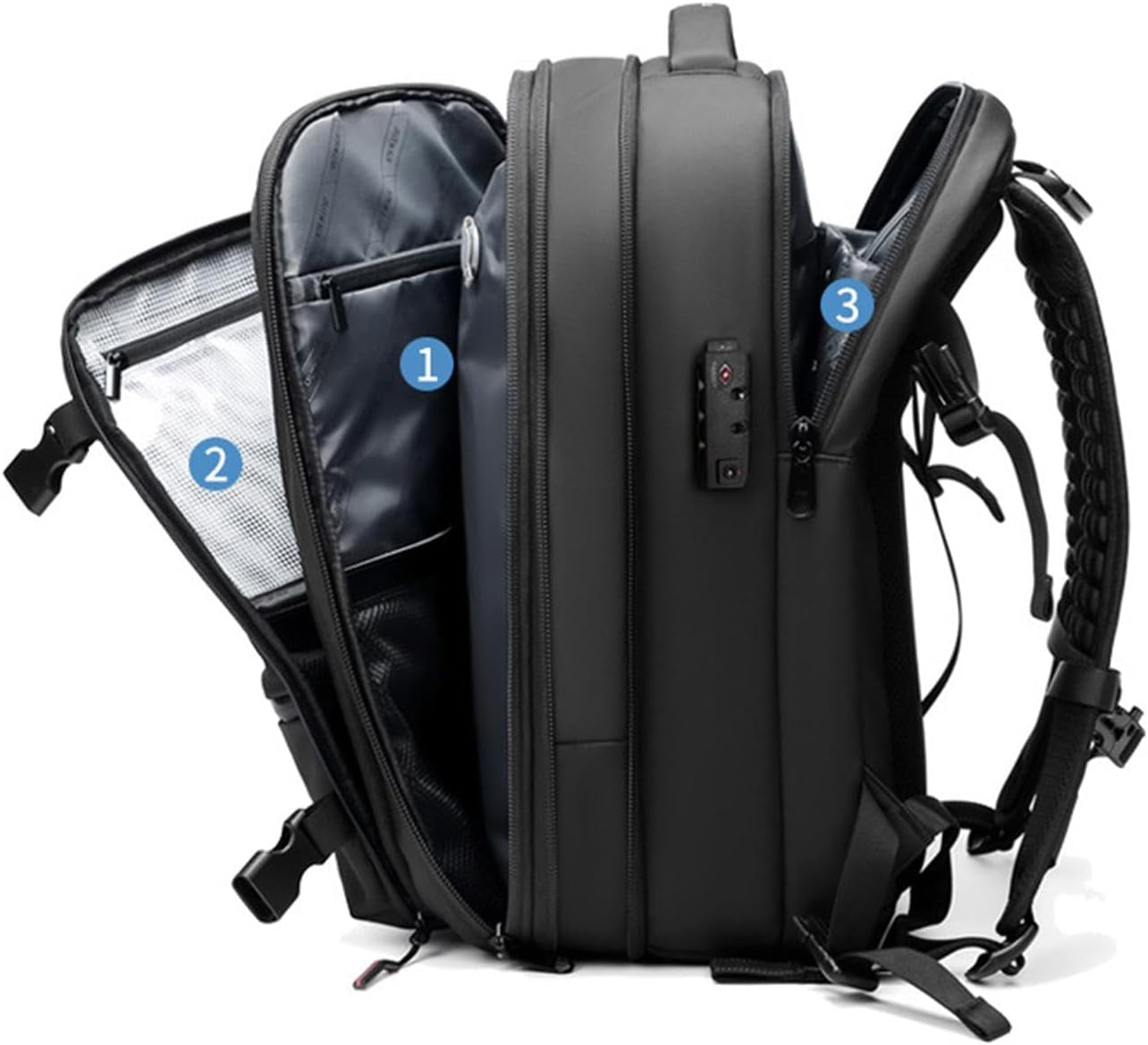 Expandable 60L Airback Vacuum Travel Backpack with Password Lock | Oxford Cloth | Dry & Wet Separation | Ideal for Travel, Business, Outdoor Use