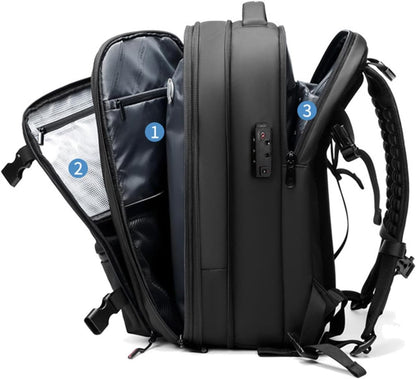 Expandable 60L Airback Vacuum Travel Backpack with Password Lock | Oxford Cloth | Dry & Wet Separation | Ideal for Travel, Business, Outdoor Use