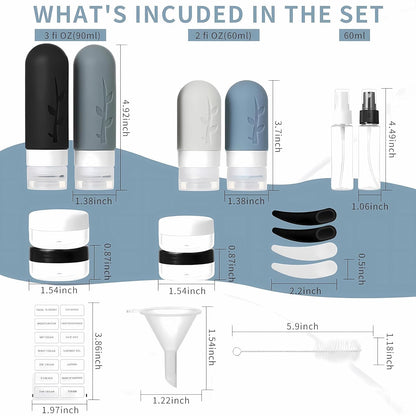 TSA Approved 18-Piece Travel Bottles Set | Leak-Proof Silicone Containers for Toiletries