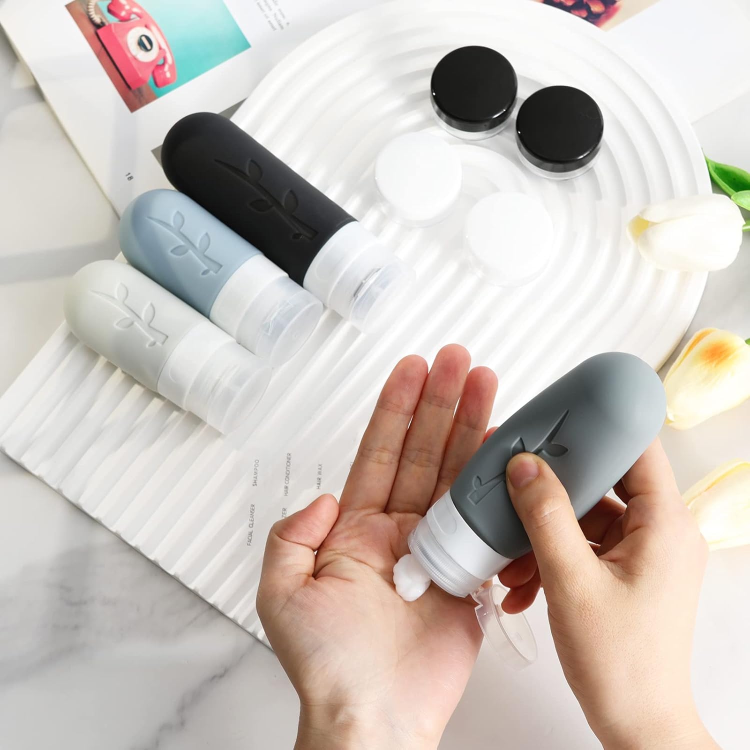 TSA Approved 18-Piece Travel Bottles Set | Leak-Proof Silicone Containers for Toiletries