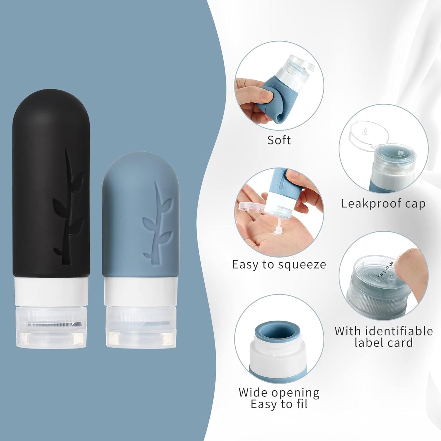 TSA Approved 18-Piece Travel Bottles Set | Leak-Proof Silicone Containers for Toiletries