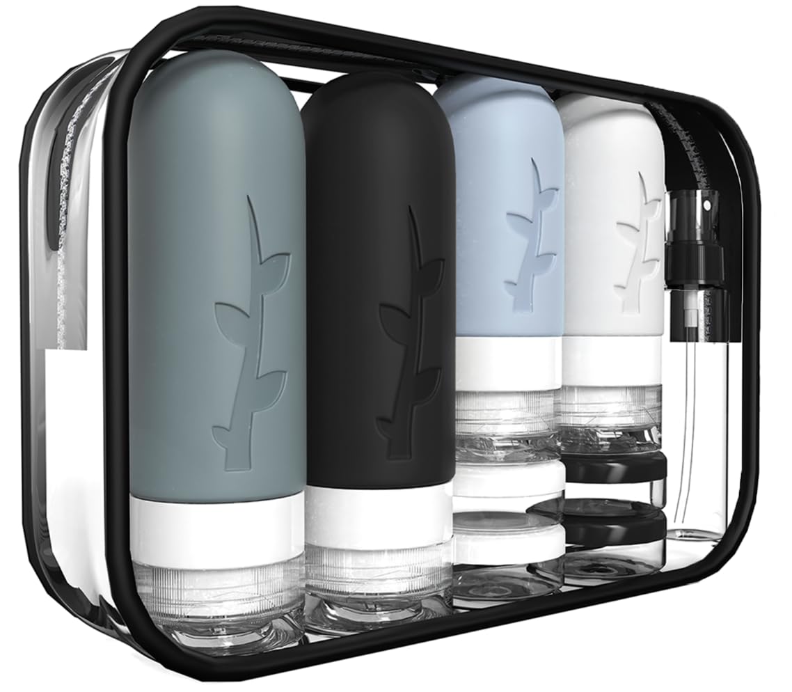 TSA Approved 18-Piece Travel Bottles Set | Leak-Proof Silicone Containers for Toiletries