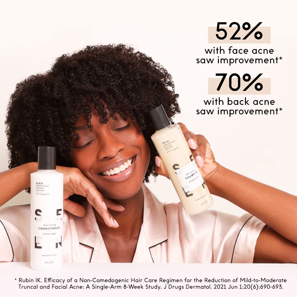 Transform Your Hair with the SEEN Travel Trio: Fragrance-Free, Non-Comedogenic & Sulfate-Free Shampoo, Conditioner & Blow-Out Cream for Frizz-Free, Shiny Results