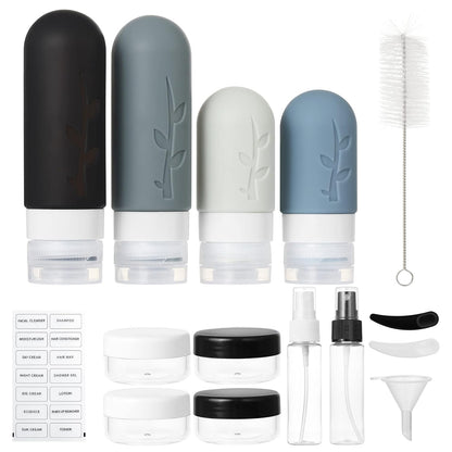 TSA Approved 18-Piece Travel Bottles Set | Leak-Proof Silicone Containers for Toiletries