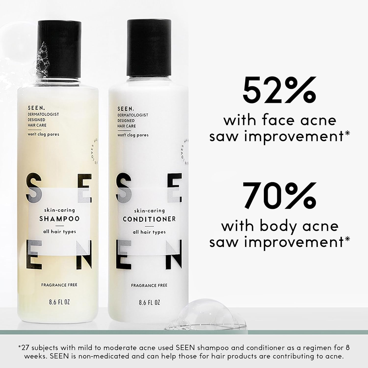 Transform Your Hair with the SEEN Travel Trio: Fragrance-Free, Non-Comedogenic & Sulfate-Free Shampoo, Conditioner & Blow-Out Cream for Frizz-Free, Shiny Results