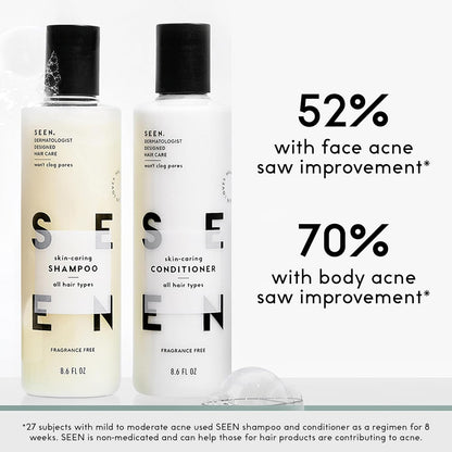 Transform Your Hair with the SEEN Travel Trio: Fragrance-Free, Non-Comedogenic & Sulfate-Free Shampoo, Conditioner & Blow-Out Cream for Frizz-Free, Shiny Results