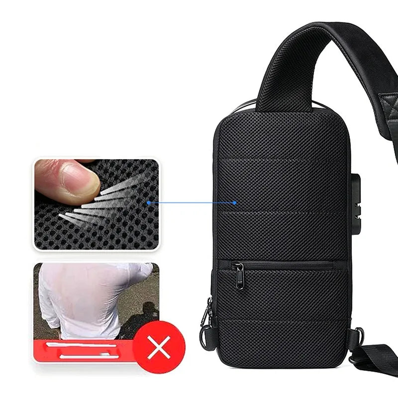 Stylish and Versatile Men's USB Crossbody Bag - Anti-Theft, Waterproof Oxford Waist Pack for Short Travels