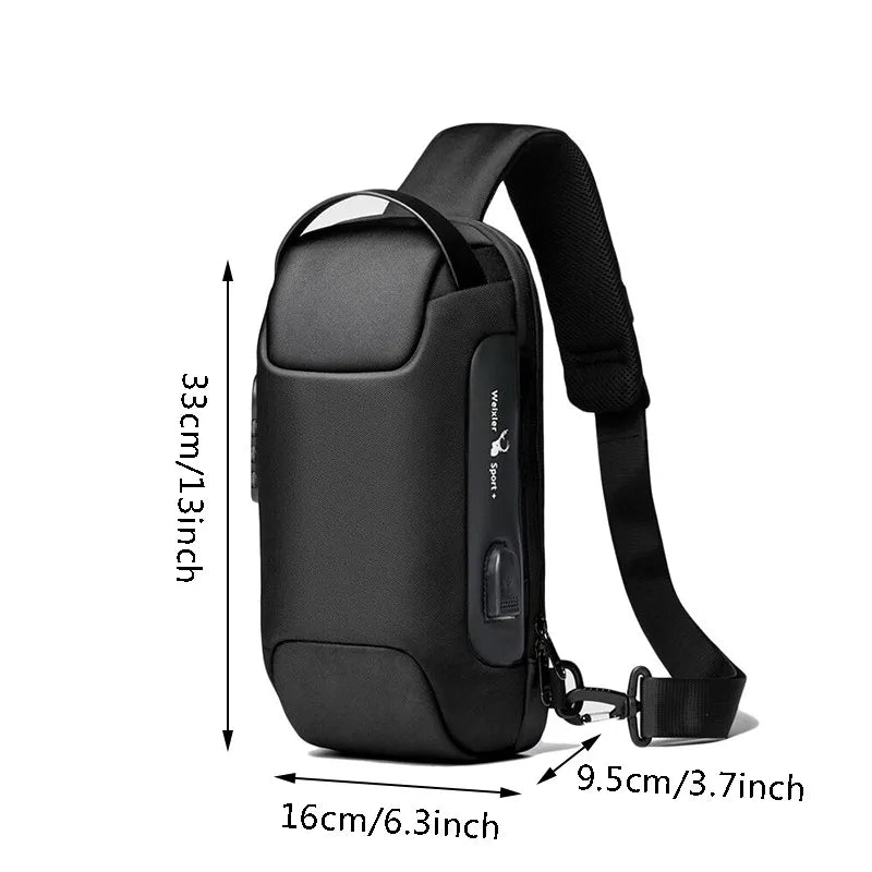 Stylish and Versatile Men's USB Crossbody Bag - Anti-Theft, Waterproof Oxford Waist Pack for Short Travels