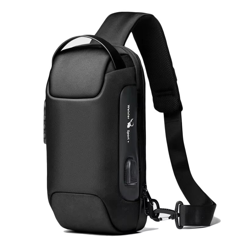Stylish and Versatile Men's USB Crossbody Bag - Anti-Theft, Waterproof Oxford Waist Pack for Short Travels
