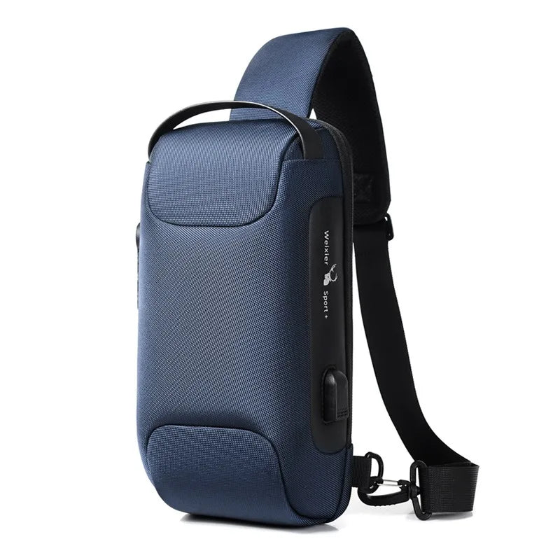 Stylish and Versatile Men's USB Crossbody Bag - Anti-Theft, Waterproof Oxford Waist Pack for Short Travels