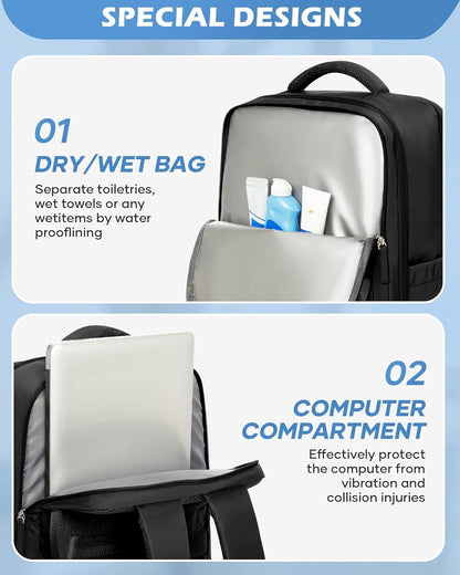 Elevate Your Travel Game with the Waterproof Large Travel Backpack - Perfect for 14-Inch Laptops and On-the-Go Charging!